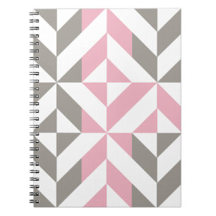 Rosa Raspberry och Silver Geometric ZigZag Anteckningsbok