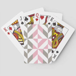 Rosa Raspberry och Silver Geometric ZigZag Casinokort