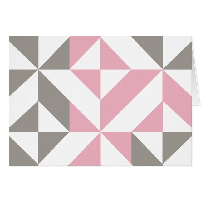 Rosa Raspberry och Silver Geometric ZigZag Hälsningskort (Framsidan Horizontal)