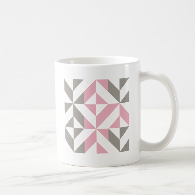 Rosa Raspberry och Silver Geometric ZigZag Kaffemugg (Höger)