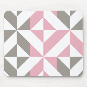 Rosa Raspberry och Silver Geometric ZigZag Musmatta