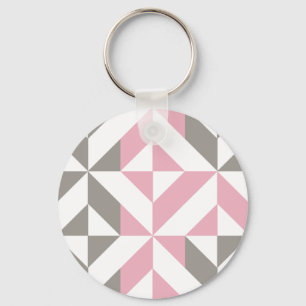 Rosa Raspberry och Silver Geometric ZigZag Nyckelring