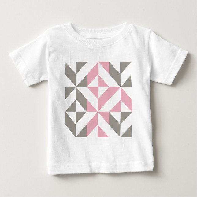 Rosa Raspberry och Silver Geometric ZigZag T Shirt (Framsida)