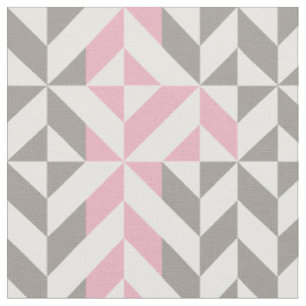 Rosa Raspberry och Silver Geometric ZigZag Tyg