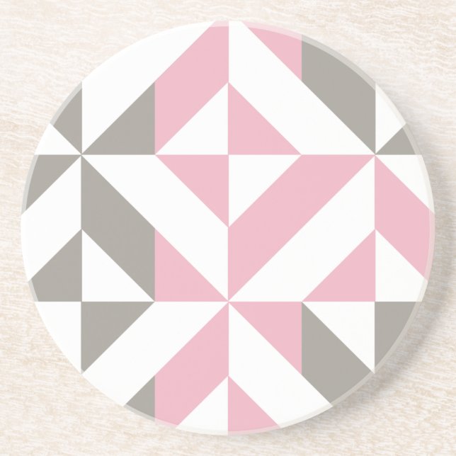Rosa Raspberry och Silver Geometric ZigZag Underlägg (Framsidan)
