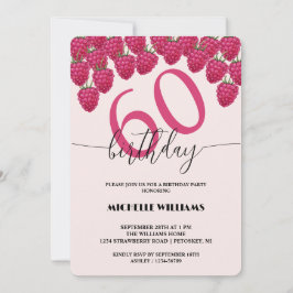 Rosa Raspberry Watercolor Art Calligraphy Birthday Inbjudningar
