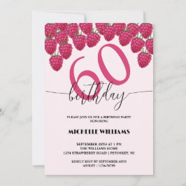 Rosa Raspberry Watercolor Art Calligraphy Birthday Inbjudningar