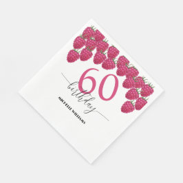 Rosa Raspberry Watercolor Art Calligraphy Birthday Pappersservett