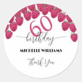 Rosa Raspberry Watercolor Art Calligraphy Birthday Runt Klistermärke