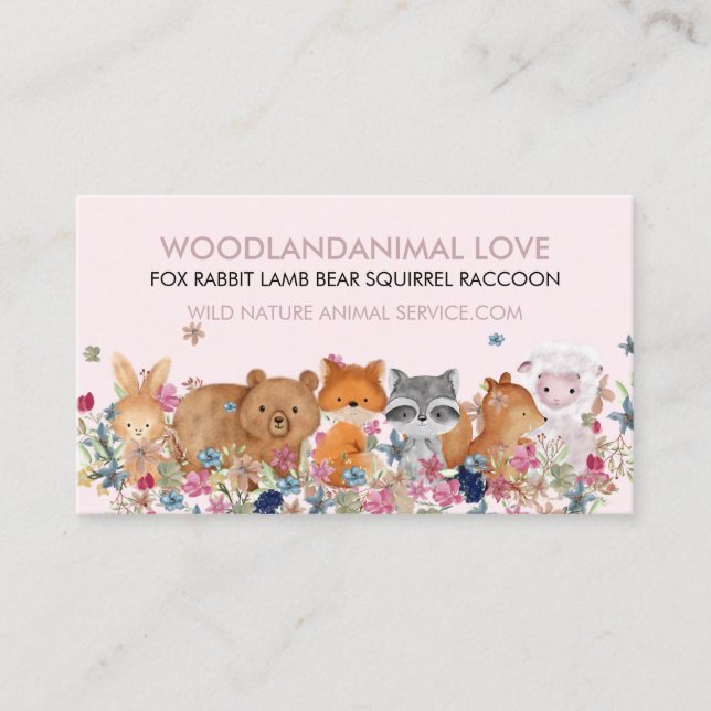 Rosa RÄV KANIN LAMB ÅR EKORRE veterinär Visitkort (Framsida)