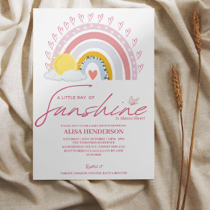Rosa Ray från Sunshine Rainbow Baby Shower Inv. Inbjudningar