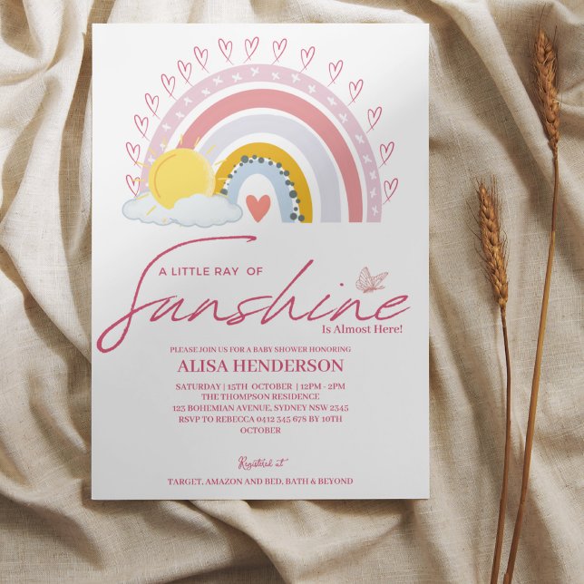 Rosa Ray från Sunshine Rainbow Baby Shower Inv. Inbjudningar (Skapare uppladdad)