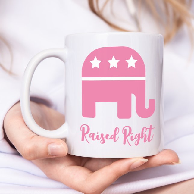 Rosa Razed Höger Republican Kaffemugg (Pink Raised Right Republican GOP Mug for Her)