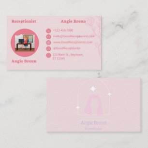 Rosa Receptionist Affärskort Dubbla sida vid sida Visitkort