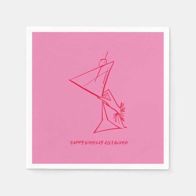 Rosa Red 50 Birthday Napkin Pappersservett (Framsidan)