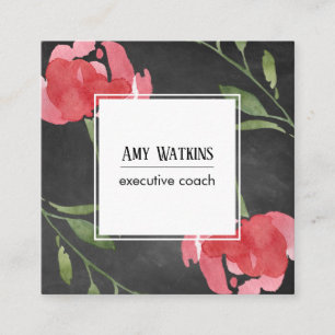 Rosa Red Abstrakt Ro Buds Chalkboard Background Fyrkantigt Visitkort
