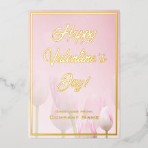 Rosa Red and Guld Business Valentine Foil Card