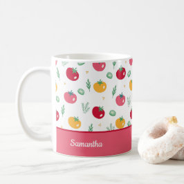 Rosa Red and Gult Tomato Mönster Kitchen Kaffemugg