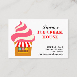 Rosa Red and White Ice Cream House Visitkort