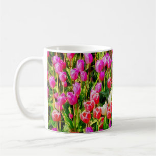Rosa Red and White Tulips från Mt Vernon Kaffemugg
