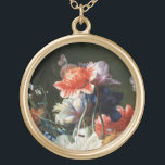 ROSA RED ANEMONES WHITE FLOWERS,BUTTERFLY IN BLACK GULDPLÄTERAT HALSBAND<br><div class="desc">Elegantens pulserande blommor från antika nederländska målningar. Färgstark,  klassisk blommigt med vacker digital utformning av ett antikt flamländskt,  fortfarande levande målande.Coola och konstnärlig design för alla ändamål.anpassade för naturen djur älskare</div>