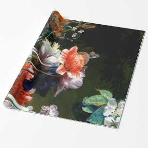 ROSA RED ANEMONES WHITE FLOWERS,BUTTERFLY IN BLACK PRESENTPAPPER