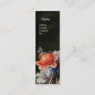 ROSA RED ANEMONES WHITE FLOWERS,BUTTERFLY MONOGRAM MINI VISITKORT