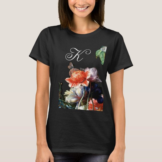 ROSA RED ANEMONES WHITE FLOWERS,BUTTERFLY MONOGRAM T SHIRT (Framsida)