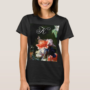 ROSA RED ANEMONES WHITE FLOWERS,BUTTERFLY MONOGRAM TEE
