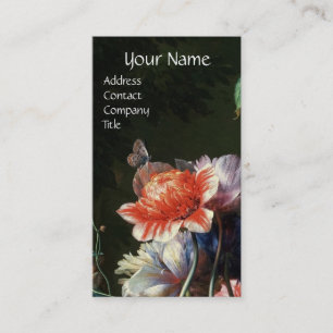 ROSA RED ANEMONES WHITE FLOWERS,BUTTERFLY MONOGRAM VISITKORT