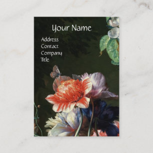 ROSA RED ANEMONES WHITE FLOWERS,BUTTERFLY MONOGRAM VISITKORT