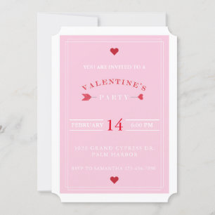 Rosa Red Arrow Valentines Day Party-inbjudan Inbjudningar