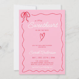 Rosa Red Baby Shower, lilla Valentinesen Red Baby Inbjudningar
