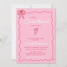 Rosa Red Baby Shower, lilla Valentinesen Red Baby Inbjudningar