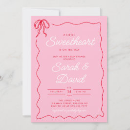 Rosa Red Baby Shower, lilla Valentinesen Red Baby Inbjudningar