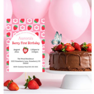 Rosa & Red Berry First Birthday Card - Keepsak Kort