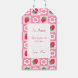 Rosa & Red Berry Märkre om första födelsedag Presentetikett