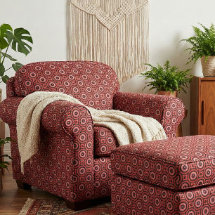 Rosa Red Black Boho Ethnic Geometric Mönster Tyg