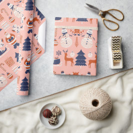 Rosa Red Blue Illustrative Stil under jul Presentpapper