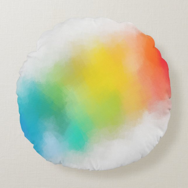 Rosa Red Blue Lila Gult Grönt Modern regnbåge Rund Kudde (Framsidan)