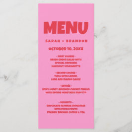 Rosa Red Bold Retro Bröllop Menu Meny
