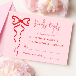 Rosa Red Bow Modern Bröllop OSA Card Kort