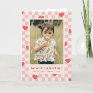 Rosa Red Checkerboard Hearts Valentine Day Card Tack Kort