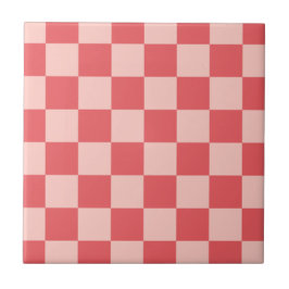 Rosa Red Checkered Gingham Mönster Kakelplatta