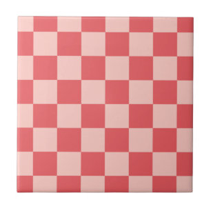 Rosa Red Checkered Gingham Mönster Kakelplatta