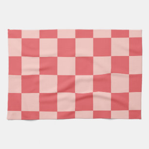 Rosa Red Checkered Gingham Mönster Kökshandduk