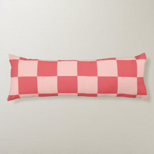 Rosa Red Checkered Gingham Mönster Kroppskudde