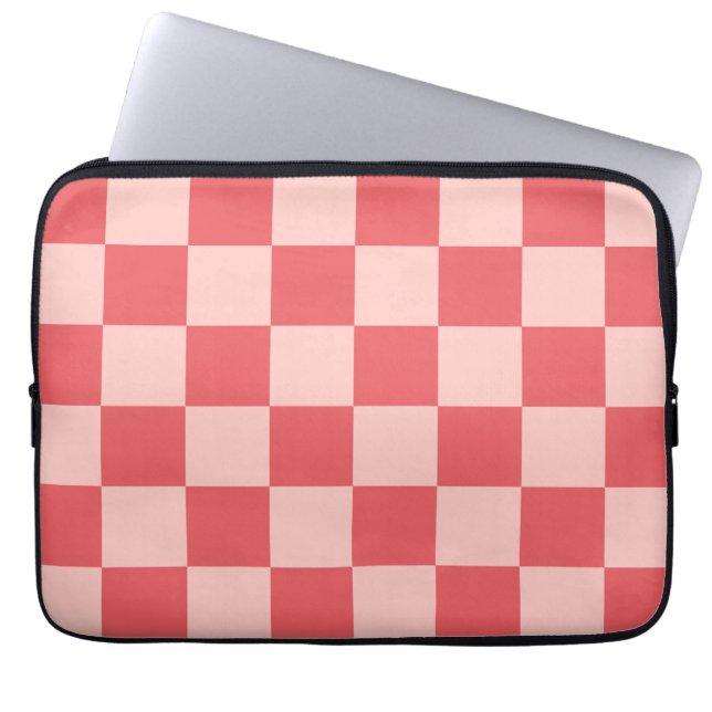 Rosa Red Checkered Gingham Mönster Laptop Fodral (Framsidan)