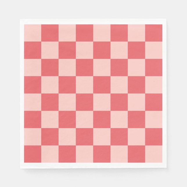 Rosa Red Checkered Gingham Mönster Pappersservett (Framsidan)