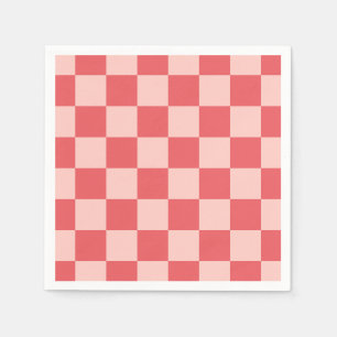 Rosa Red Checkered Gingham Mönster Pappersservett